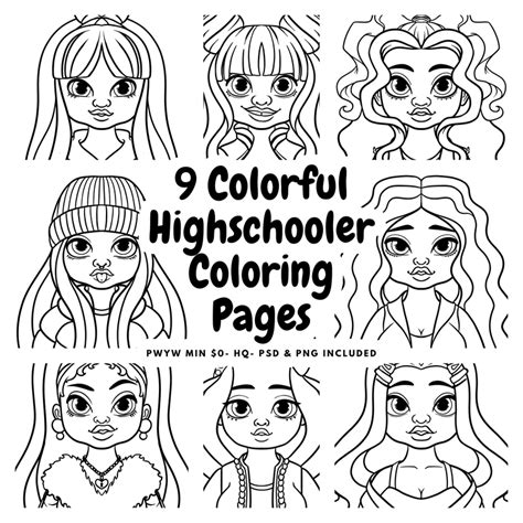 colorful high schoolers coloring pages digital