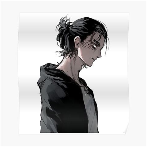 eren yeager long hair posters redbubble