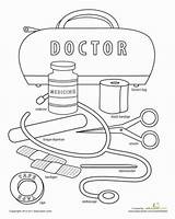 Doctor Pages Coloring Preschool Tools Community Worksheets Theme Helpers Doctors Kindergarten Instruments Sheets Kids Medical Color Activities Clipart Worksheet Printable sketch template