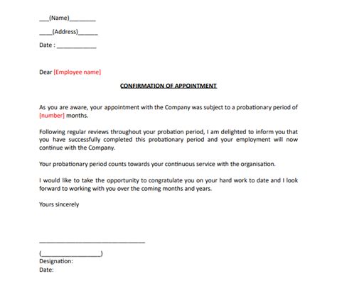 sample employment letter  probation period onvacationswallcom