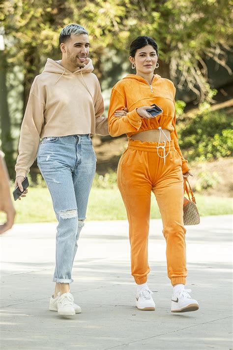 kylie jenner orange tracksuit wears sweatsuit  lunch pics hollywood life