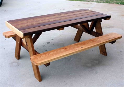 swinging wooden picnic tables