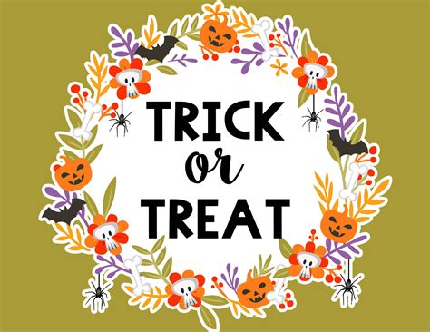 printable halloween trick  treat sign lovely planner