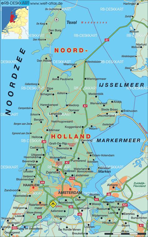 map  noord holland state section  netherlands welt atlasde