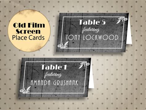 hollywood themed decor  hollywood party place cards  night
