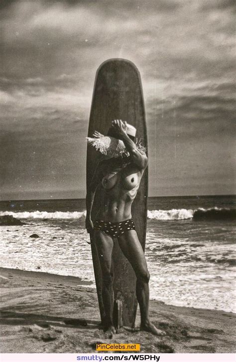 Brooke Burke Topless On A Beach Black And White Photo