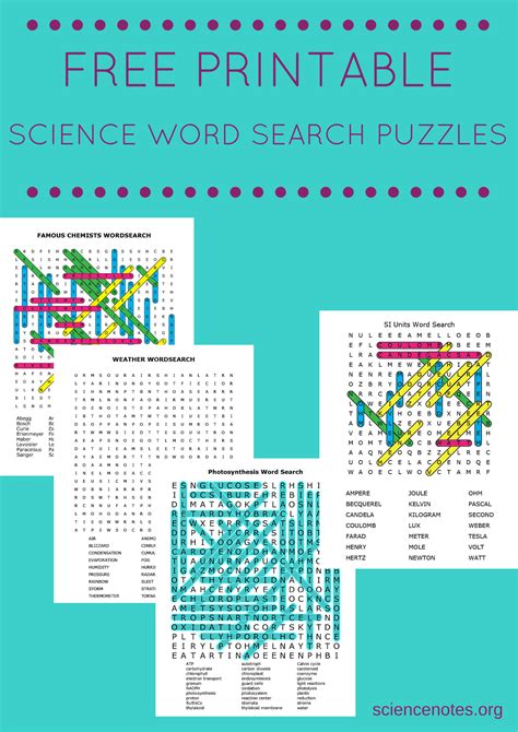 printable science word search puzzles