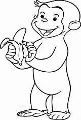 Coloring Banana Monkey Eating George Pages sketch template