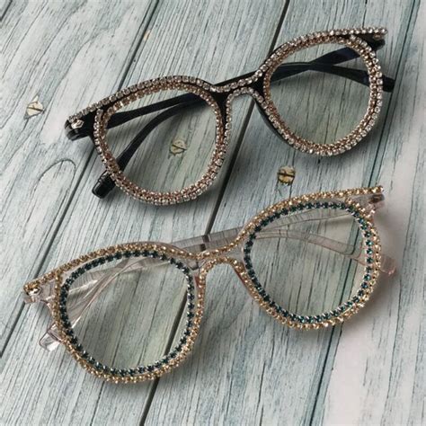 designer rhinestone cat eye glasses women retro vintage bling eyewear