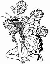 Coloring Adults Pages Printable Fairies Fairy Colouring Kids Popular sketch template