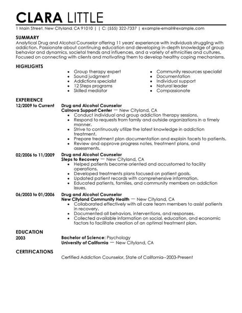 Best Drug And Alcohol Counselor Resume Example From Professional Resume