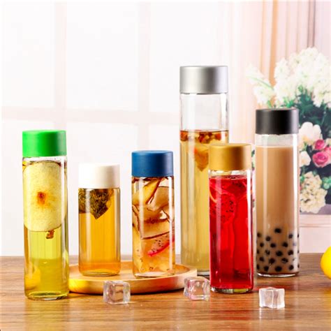 various capacity clear glass water bottle tall thin bottle