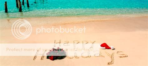 happy holidays enjoying  white christmas   beach top