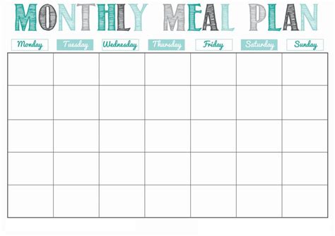 😊printable Blank Monthly Meal Planner In Pdf Word And Excel😊