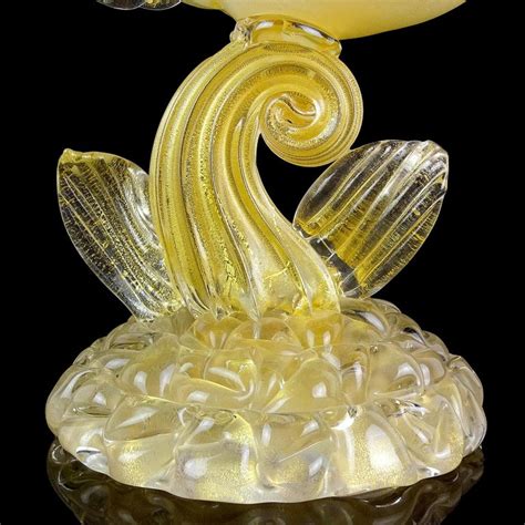 Barovier Toso Murano White Gold Flecks Italian Art Glass