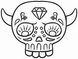 Skull Sugar Easy Coloring Drawing Drawings Devil Skulls Template Pages Game Paintingvalley Collection sketch template
