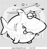 Shark Drunk Outlined Coloring Clipart Vector Cartoon Cory Thoman sketch template