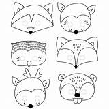 Basteln Masken Tiermasken Ausmalen Kinder Adventskalender Maske Waldtiere Tiere Reh Fuchs Karneval sketch template