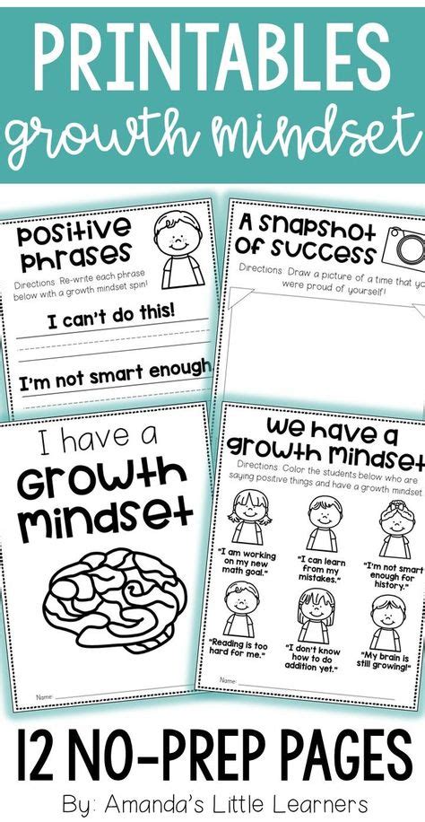 growth mindset worksheets  prep printables growth mindset