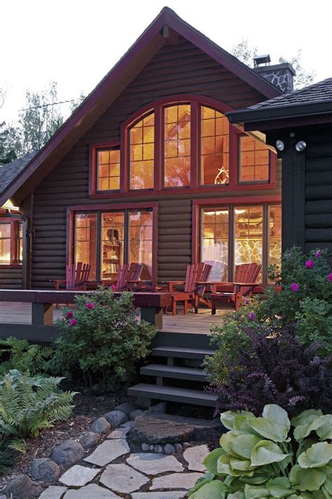log cabin color schemes images  pinterest homes cottage  facades