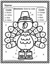 Thanksgiving Color Letters Coloring Numbers Code Letter Kindergarten Worksheets Pages Math Used Small Choose Board sketch template
