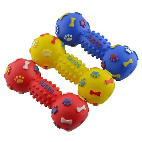 dogloveit rubber vinyl dumbbell squeaky dog toy large