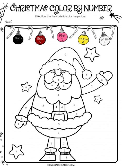 christmas color  number printables homemade heather