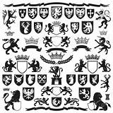 Symbole Heraldry Wappenkunde Elemente Decoratieve Elementen Dekorative Crest För Tangenter Dekorativa sketch template