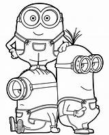 Minion Minions Coloring Kevin Bob Stuart Pages Three Together Print sketch template