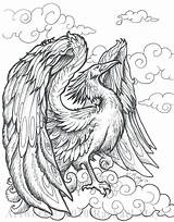 Phoenix Coloring Pages Adults Colouring Bird Printable Adult Book Deviantart Sheets Color Stencils Drawing Fantasy Pyrography Creatures Getcolorings Bw Dragons sketch template