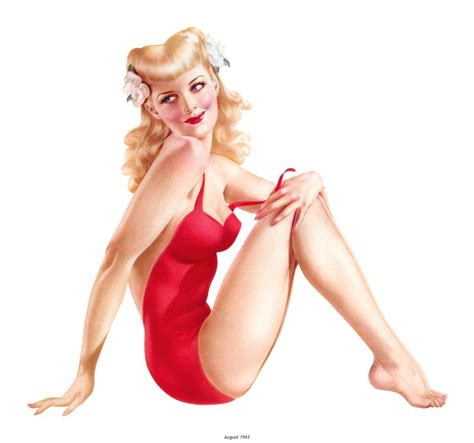 Pinup Girl In A Red Swimsuit By Alberto Vargas August 1943 R Pinup