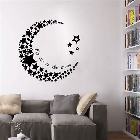 crescent moon star living room bedroom pvc art vinyl mural removable