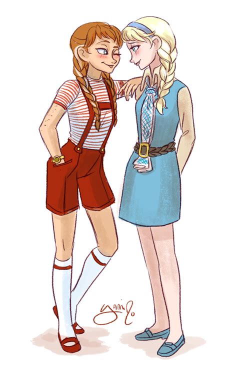 Elsa And Anna In 60 S Clothes 2 By Yamino On Deviantart
