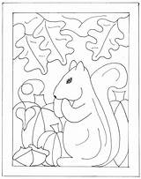 Needle Hooking Primitive Squirrel Applique sketch template