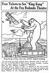 Kong King Coloring 1933 Contest Morgue Torrance Calif Herald June Tallennettu Täältä Tumblr sketch template