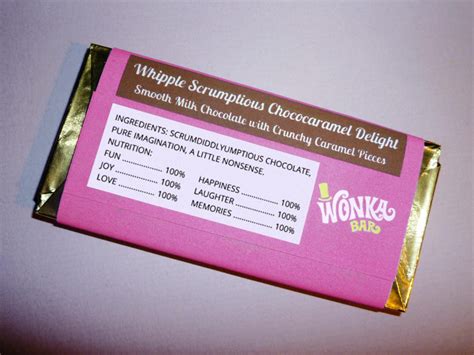 wonka bar wrappers wonka bar candy bar wrapper template willy etsy