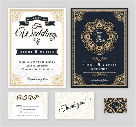premium vector luxury vintage wedding invitation card template