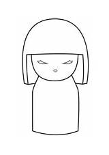 Coloring Dolls Blank Kokeshi Kimmidoll Pages Japanese sketch template