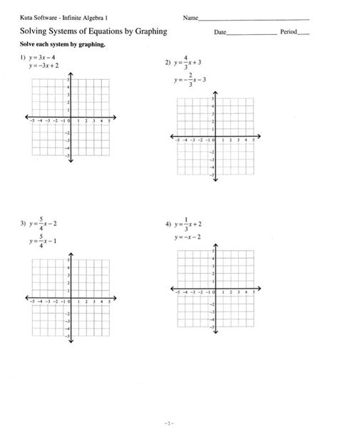 solving systems  equations  graphing worksheet printable learning