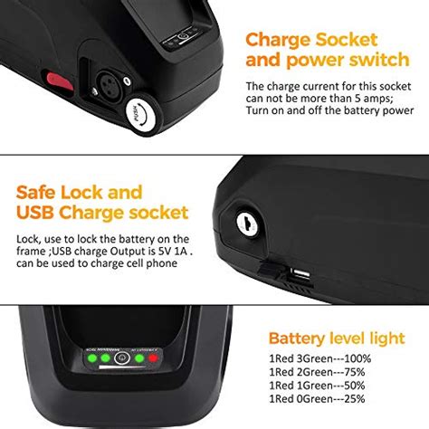 ebike battery  ah  ah lithium ion battery  charger usb port electric bike
