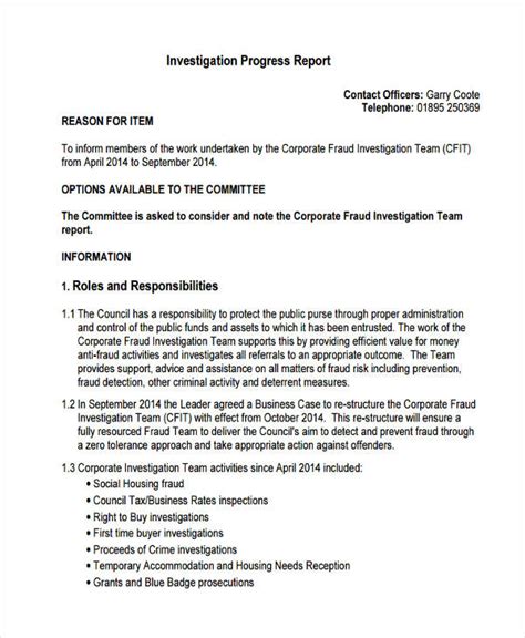 investigation report  examples format  examples