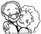 Grandfather Grandmother Coloring Pages Each Other Color Drawing Drawings sketch template