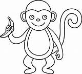 Monkey Outline Clipart Cartoon Background Clip Cute Library Line Cliparts sketch template