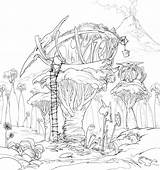 Fairy Treehouse árbol Coloringhome sketch template