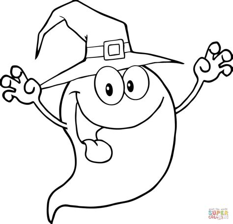 smiling halloween ghost coloring page  printable coloring pages