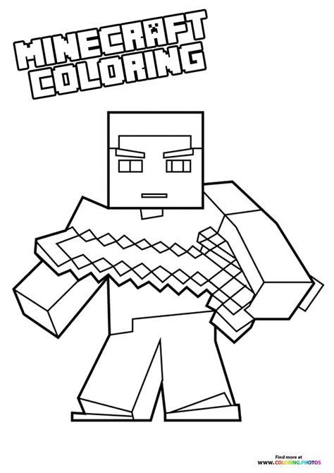 minecraft steve   sword  good coloring pages  kids