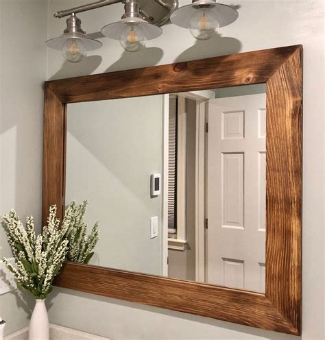 shiplap reclaimed styled wood framed mirror  stain colors etsy