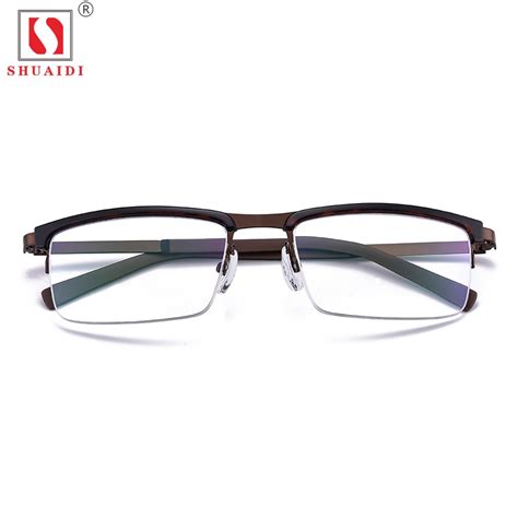men brown half reading glasses stainless steel frame resin lenses