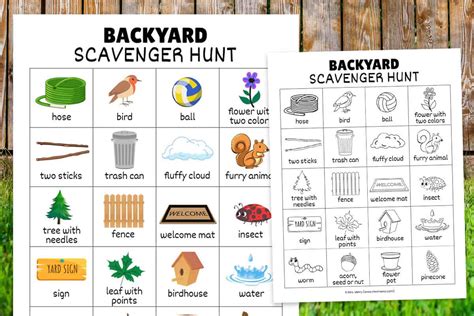 backyard scavenger hunt  printable  merry