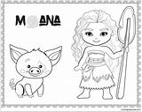 Moana Pages Pig Baby Pua Coloring Color Online sketch template